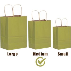 ถุงของขวัญกระดาษสีเขียวป่า ขนาดกลาง 32 แพ็ค พร้อมหูหิ้ว ขนาด 7.6"x4.75"x10.5 นิ้ว สำหรับงานโปรโมชั่น งานปาร์ตี้ ใช้ได้หลากหลาย - Product Image 3