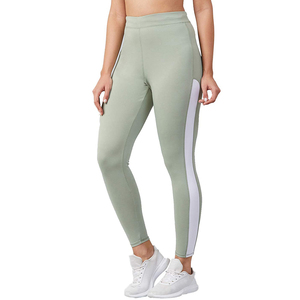 Leggings de yoga taille haute sans couture, longueur intégrale, couleur unie, avec bande latérale contrastante, en Spandex et Nylon, extensibles dans les quatre sens, pour le sport - Product Image 4