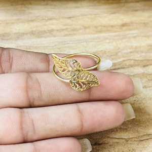 Hot Selling Leaf <b>Ring</b> Boho Brass <b>Rings</b> For Women 18k Gold Plated Filigree Nature <b>Statement</b> Dainty Jewelry Wholesale/OEM/ODM - Product Image 2