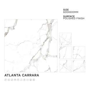 Carrelages de sol en céramique porcelaine de qualité exportée Prix compétitif 600x600 60x60 24x24 9mm Epaisseur Finition haute brillance - Product Image 1