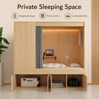 Lit simple en MDF durable avec barrière de sécurité et échelles, quatre tiroirs, lits superposés pour hôtel et dortoir pour jeunes