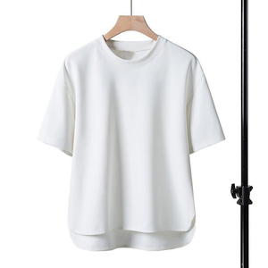 T-shirts d'été à manches courtes, style uni, confortables et amples, avec logo personnalisé OEM. - Product Image 2