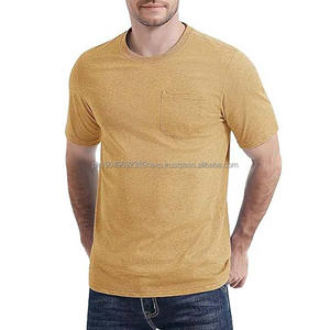 T-shirt vierge en gros avec logo personnalisé, 100 % coton, pour homme, coupe ample avec poche - Product Image 1