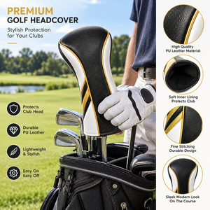 Fundas de cuero PU personalizadas para palos de golf, fundas premium para palos de golf, fundas para driver, fairway wood, híbridos, fundas protectoras para palos de golf - Product Image 6