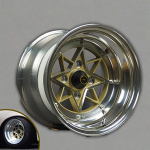 Rueda de Aleación de Aluminio de 3 Piezas Star Shark de 14 Pulgadas, Rueda de Aluminio de 4 Orificios, Dorado, Rojo, Negro, PCD de 114,3 mm - Product Image 1
