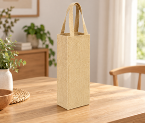 Natural Jute Bottle <b>Bag</b> 11x36x11 cm Four-<b>Fold</b> Stitch Reusable Wine Carrier Eco Friendly Custom Logo Wholesale Gift Packaging B2B - Product Image 5