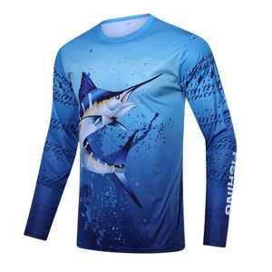 Chemise de pêche personnalisée pour homme UPF 50 à manches longues, séchage rapide, évacuation de l'humidité, maillot de pêche d'extérieur, protection solaire OEM - Product Image 1