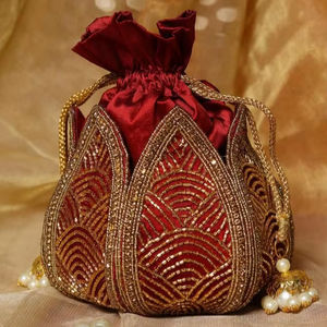 Bolsa de Cordón Bordada con Cuentas, Tipo Potli, para Fiestas, Bodas, Joyería, Cosméticos, Almacenamiento - Product Image 1