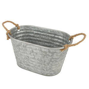 Jardinière et pots de fleurs vintage en métal galvanisé Seau de rangement pour jardinière de ferme Décor de maison et de jardin Jardinière intérieure/extérieure - Product Image 1