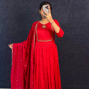 ชุดเดรสงานเลี้ยงผ้าจอร์เจตต์เทียมสไตล์อินเดีย ดีไซน์ทันสมัยหลากหลายแบบสำหรับงานวันเกิดเด็กผู้หญิง - Product Image 1