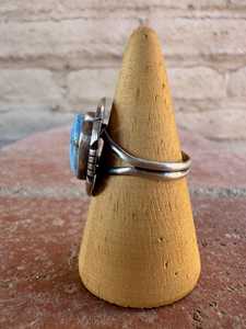 Handcrafted Oval Golden Hills <b>Turquoise</b> <b>Ring</b> Sterling Silver Size 7.75 Boho Southwestern Statement Jewelry Gift for Her - Product Image 4