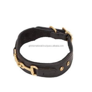 Collar de perro de cuero marrón DD, diseño personalizado, hardware de acabado dorado de lujo y cierre de latón en el centro, nuevo diseño - Product Image 5