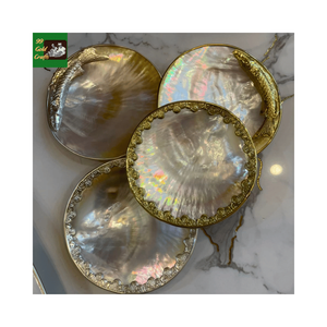 Assiette de luxe en nacre naturelle, faite à la main, pour servir le caviar, vaisselle élégante et exclusive pour les dîners raffinés - Product Image 1
