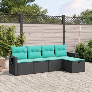 Conjunto de Sofás Modulares Grandes de Ratán Sintético Negro para Jardín - Product Image 1