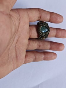 แหวนมาคราเม่ทำมือประดับด้วยหินอะเวนเจอรีนสีเขียว แหวนโบโฮแบบปรับได้สำหรับผู้หญิง - Product Image 3
