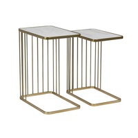 Tables gigognes modernes multifonctionnelles en métal avec plateau en marbre, design empilable pour économiser de l'espace, pour le bureau et la maison
