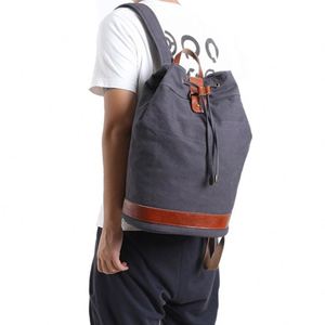 Custom Canvas <b>Drawstring</b> <b>Backpack</b> Unisex Large Capacity Vintage White Gym Cinch Bag Waterproof High Quality Travel Daypack Bags - Product Image 2