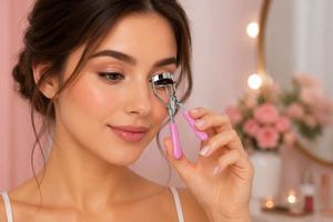 Recourbe-cils avec poignée ergonomique rose, outil de recourbement des cils en acier inoxydable pour tous types de cils et formes d'yeux, pour usage domestique et professionnel - Product Image 2