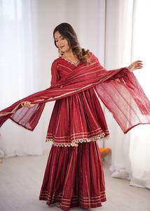 Traje de Seda Indio-Pakistaní para Boda de Verano, Sharara Gharara Punjabi, Traje Salwar Sexy para Mujer, Venta al Por Mayor - Product Image 3