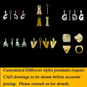 Colgante de letra C grande con circonitas, diseño personalizado de latón plateado, estilo Hip Hop, joyería fina, para hombre, personalizado, brillante, nuevo. - Product Image 4