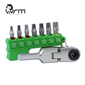 Mrm 8-Piece Bit <b>Key</b> <b>Chain</b> with Flex ratchet for Impact Drill Wood Drilling Zinc Finish 13cm LengthAlways Carry Easy Take T10-T40 - Product Image 1