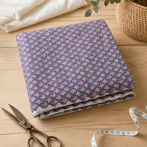 Tela de Algodón Morado para Confección de Ropa, Estampado a Mano, para Ropa de Mujer y Niña, Marcas de Prendas - Product Image 1