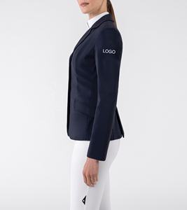 High Quality Custom Made Classic Fit <b>Women's</b> Navy <b>Lightweight</b> Nylon Spandex Western Equestrian Riding Horse <b>Jacket</b> Button - Product Image 4