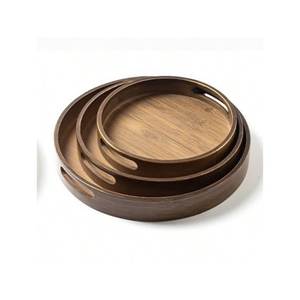 Plato Redondo de Madera para Servir H a CRAFT - Diseño Clásico, Patrón Sólido, Acabado Pulido, Duradero, para Bodas y Eventos - Product Image 1