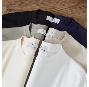 เสื้อยืดผู้ชายทรงโอเวอร์ไซส์ สีขาว ผ้าฝ้าย แขนสั้น คอกลม ดีไซน์เรียบง่าย ผ้าถักเนื้อแคนวาส สีพื้น ทรงปกติ ยี่ห้อ ROLEIN - Product Image 4
