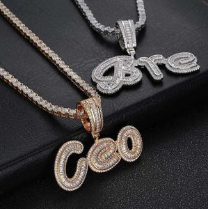 Collar con Colgante de Hip Hop Personalizado con Nombre, Letra Inicial con Diamantes Baguette, para Mujer, Regalo - Product Image 3