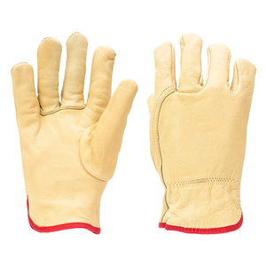 Guantes de Conductor de Cuero de Grano Premium en Oferta, Palma Suave, Puño Rojo, Guantes de Trabajo para Hombre, Logotipo Personalizado, Venta al Por Mayor - Product Image 1