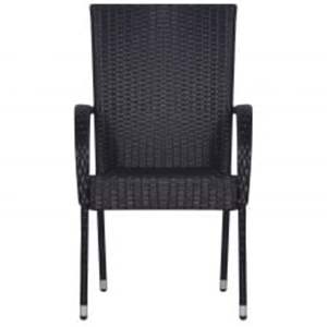 ชุดโต๊ะรับประทานอาหารในสวนทำจากหวาย PE สีดำและเหล็กเคลือบสีฝุ่นพร้อมกระจก - Product Image 4