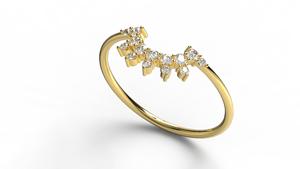 Elegant 18K Gold Plated <b>Crown</b> Curved Round Diamond <b>Ring</b> Sunburst Tiara <b>Ring</b> Stackable Engagement Band Jewelry Gift for Women - Product Image 2