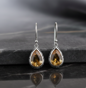 Boucles d'oreilles pendantes tendance 2026 en argent sterling 925 plaqué or 18 carats, couleur jaune poire, longues et imposantes, avec pierres précieuses, bijoux de fête - Product Image 4