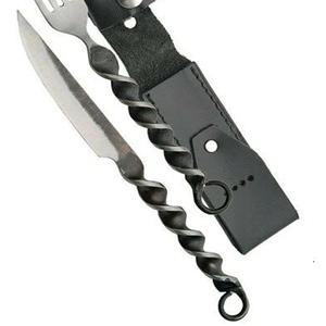 Custom Handmade High Quality Carbon Steel Medieval Look 2-Piece Cutlery Set New Finished Spoon Fork with leather Cover - Product Image 2