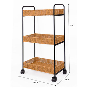 Carrito de Servicio Rodante de Ratán de 3 Niveles - Product Image 4