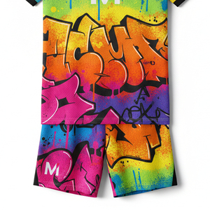 Ensemble de maillots de football sublimés de qualité supérieure avec panneaux en maille élastique, personnalisable avec logo et nom de marque, pour l'entraînement de football - Product Image 2