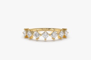 Anillo moderno de moissanita con corte princesa y siete piedras para mujer, plata 925 con baño de rodio, regalo para pareja - Product Image 1