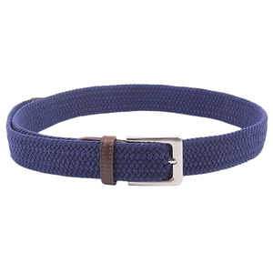 Cinturón trenzado azul marino, cinturón elástico con hebilla plateada, cinturón con punta de cuero marrón, cinturón con hebilla cuadrada, cinturones para hombre, cinturón de cuero - Product Image 4