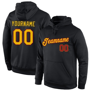 เสื้อฮู้ดดี้ผู้ชายแบบหลวม ตัดเย็บลายปะติดสีดำทองแดง ดีไซน์ใหม่จากโรงงานขายส่งโดยตรง ผลิตจากผ้าโพลีเอสเตอร์/คอตตอน - Product Image 1