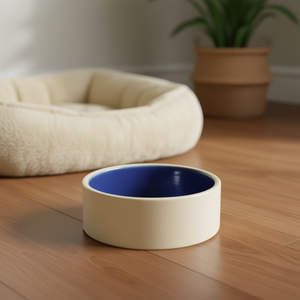 Ciotola in Ceramica per Animali Domestici 0,35 L 12 Cm Blu Crema - Product Image 3