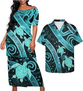 Vestidos Puletasi de Tonga, Vestido Polinesio con Hibisco, Talla Grande, Conjunto Personalizado de 2 Piezas, Vestido Puletasi Samoano, Venta al Por Mayor POD - Product Image 2