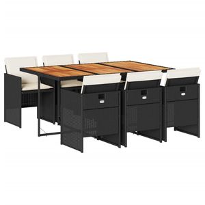 Set di 6 mobili da pranzo da esterno neri, crema, bianchi e marroni - Product Image 2