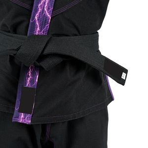 Customized Men's Black BJJ Kimono With Purple Lightning Print Belt Durable Cotton Jiu Jitsu Uniform Shoyorol Batch #109 Bjj Suit - Product Image 6
