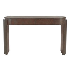 Consolle da ingresso TREXM con finitura effetto legno naturale, piano ovale scanalato e 2 cassetti - Product Image 2