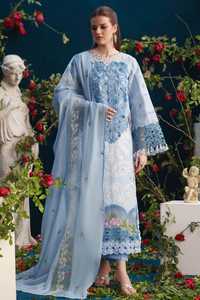 Salwar Kameez bleu brodé de fleurs pour femme, coupe ample, longueur ras du sol, tenue ethnique traditionnelle style mariage Inde Pakistan - Product Image 5
