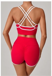 Conjunto Deportivo de Yoga para Mujer al por Mayor, Personalizado, de Cintura Media, Color Sólido, con Shorts y Sujetador Deportivo, de Secado Rápido y Transpirable, 2 Piezas, para Gimnasio y Entrenamiento - Product Image 4