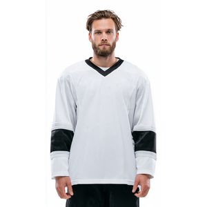 Team Name Number ICE Hockey Printed Jersey Tops V-Neck Long Sleeve 100% Polyester Hockey Jerseys Men - Product Image 2