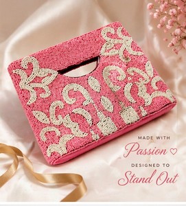 Bolso de mano rosa con cuentas hecho a mano – Elegante bolso de noche llamativo |   Bolso de mano de lujo de edición limitada - bolso de noche con cuentas para mujer - Product Image 4