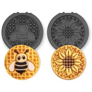 Sunflower Bee Mini System Two 4 Plaques à gaufres amovibles antiadhésives, lot de 2 plaques, compatible avec les gaufriers et plaques de cuisson - Product Image 1